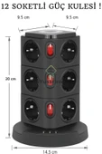 Yussraw Yeni Akım Korumalı 2.4a Kule Priz Kablosuz Şarj Istasyonu 12x Soketli 2×type-c 1x Usb çıkışı - 3