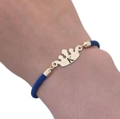 14 Ayar Altın Plakalı Harfe Özel Lacivert Örgü İpli Taç Figürlü Hediye Bileklik-621 thumbnail 3