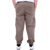 Büyük Beden Erkek Gabardin Kargo Jogger Pantolon Doğa 21927 Bej - 4