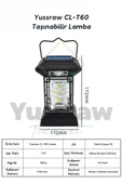 Yussraw solar aydınlatma güneş enerjili kamp lambası sensörlü ve usb sarjlı+güneş enerji - 5