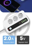 Yussraw Pro P10 3x Priz 3000W Akım Korumalı 4x USB 2x Type-C Girişli Çoklu Priz - 6