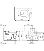 Bocchi Venezia Asma Klozet Kanalsız Parlak Bisküvi Kapak Hariç 1295-014-0128 thumbnail 3