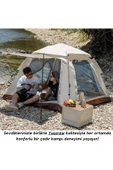 Yussraw 2-4 kişi kamp çadırı seti taşınabilir otomatik 210*210*140+lamba+yatak+yastık+pompa+hoparlör - 7