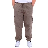 Büyük Beden Erkek Gabardin Kargo Jogger Pantolon Doğa 21927 Bej - 1