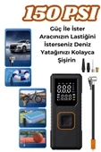 Yussraw Dijital Göstergeli Led Işıklı Taşınabilir 4500mAh Araç Lastik Şişirme Hava Kompresörü - 5