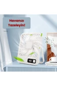 Yussraw Mini Taşınabilir Çok Fonksiyonlu Şarjlı Fan Sessiz Öğrenci Yatak Odası Ofis masaı Dijital göstegeli - 4