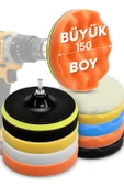 150mm | 11 Parça | Mega Boy Pasta Cila Elyaf Polisaj Süngeri | Matkap Uyumlu Parlatma Seti thumbnail 3