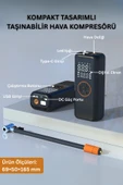 Yussraw 4500 MaH Şarjlı Taşınabilir Araba Lastik Hava Top Şişirme Pompası Led Işıklı Dijital Hava Kompresörü - 6