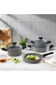 Etna Yanmaz Yapışmaz Tencere Seti 7 Parça-gri thumbnail 1