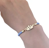 14 Ayar Altın Plakalı Harfe Özel Mavi İpek Örgülü Taç Motifli Hediye Bileklik-620 thumbnail 3