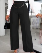 Kadın Beli Zincir Detaygeniş Paça Ithal Krep Pantolon thumbnail 2