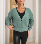 Kadın Uzun Kollu Düğme Detay Triko Bluz thumbnail 6