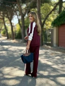 Kadın Hakim Yaka şerit Detay Hırka Ve Bol Paça Pantolon Ikili Takım - 8