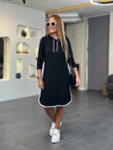 Kadın Uzun Kollu Kapüşon Ve Ribana Detay Diz üstü Elbise thumbnail 4