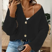 Düğme Detay Triko Bluz thumbnail 6