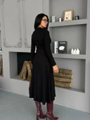 Kadın Uzun Kollu önden Fermuarlı Maxi Viskon Iki Iplik Elbise thumbnail 8