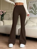 Kadın Yüksek Bel Ispanyol Paçalı Pantolon Tayt thumbnail 5