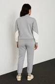 Premium Parçalı Eşofman Takım - Dik Yaka Fermuarlı Sweatshirt - Gri thumbnail 3
