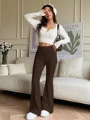 Kadın Yüksek Bel Ispanyol Paçalı Pantolon Tayt thumbnail 1