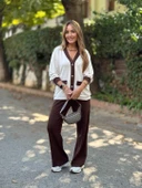 Kadın Uzun Kollu Ribanali Cep Detay Hırka Ve Bol Paça Pantolon Ikili Takım thumbnail 5