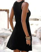 Kadın Kolsuz Halka Detay çıpa Baskılı Viskon Elbise thumbnail 2