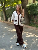 Kadın Uzun Kollu Ribanali Cep Detay Hırka Ve Bol Paça Pantolon Ikili Takım thumbnail 7