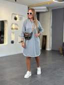 Kadın Uzun Kollu Kapüşon Ve Ribana Detay Diz üstü Elbise thumbnail 1