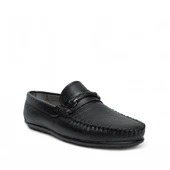 Mnc Cilt Deri Çizgili Bağcıksız Dikişli Rahat Taban Siyah Erkek Klasik Ayakkabı Tarz205 thumbnail 1