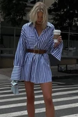 Kadın Gömlek -elbise çizgili Desen thumbnail 1