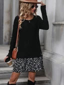 Kadın Uzun Kollu Bisiklet Yaka şardonlu Kaşkorse Bluz Ve Süprem Etek Elbise thumbnail 1