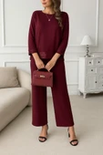 Kadın Uzun Kollu Bisiklet Yaka Pulpayetli Viskon Iki Iplik Bluz Ve Pantolon Ikili Takım thumbnail 3