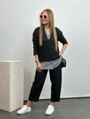 Polo Yaka Gömlek Detay Salaş Balon Pantolunlu ıkılı Takım thumbnail 10