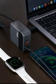 65W Hızlı Şarj Adaptörü  2 Type-C + 2 USB-A Çoklu Port  Laptop Telefon Tablet Uyumlu  Akıllı Güç Dağıtımı  Kompakt Tasarım - 4