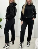 Kadın Uzun Kollu Kapşonlu Bağcıklı üç Iplik Bluz Ve Pantolon Ikili Takım thumbnail 1