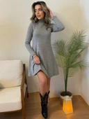 Kadın Uzun Kollu Balıkçı Yaka Salaş Kusa Akrilik Elbise thumbnail 8