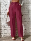 Kadın önden Fermuarlı Cepli Geniş Kesim Lame Deri Pantolon thumbnail 1