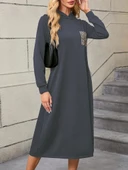 Kadın Uzun Kollu Kapşonlu Cep Detaylı Viskon Iki Iplik Maxi Elbise thumbnail 2