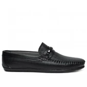 Mnc Cilt Deri Çizgili Bağcıksız Dikişli Rahat Taban Siyah Erkek Klasik Ayakkabı Tarz205 thumbnail 2