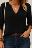 Kadın Uzun Kollu V Yakalı Ithal Krep Bluz thumbnail 2