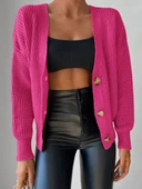 Kadın Uzun Kollu Düğme Detay Triko Bluz thumbnail 3