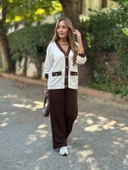 Kadın Uzun Kollu Ribanali Cep Detay Hırka Ve Bol Paça Pantolon Ikili Takım thumbnail 4