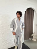 Erkek Premium Parçalı Eşofman Takım - Dik Yaka Fermuarlı Sweatshirt, - Gri thumbnail 3