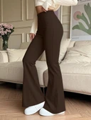 Kadın Yüksek Bel Ispanyol Paçalı Pantolon Tayt thumbnail 3