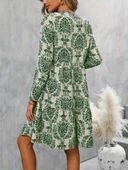 Kadın Uzun Kollu V Yakalı Fırfırlı Mini Süprem Elbise thumbnail 3