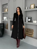 Kadın Uzun Kollu önden Fermuarlı Maxi Viskon Iki Iplik Elbise thumbnail 11