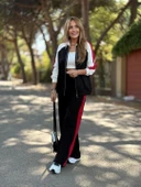 Kadın Hakim Yaka şerit Detay Hırka Ve Bol Paça Pantolon Ikili Takım thumbnail 1