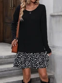 Kadın Uzun Kollu Bisiklet Yaka şardonlu Kaşkorse Bluz Ve Süprem Etek Elbise thumbnail 3