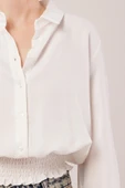 Bel Ve Bilek Lastikli Beyaz Bluz thumbnail 3