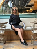 Kadın Uzun Kollu Düşük Omuz Yırtmaç Detay Kaşkorse Etek Bluz Ikili Takım thumbnail 7