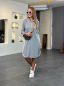 Kadın Uzun Kollu Kapüşon Ve Ribana Detay Diz üstü Elbise thumbnail 2